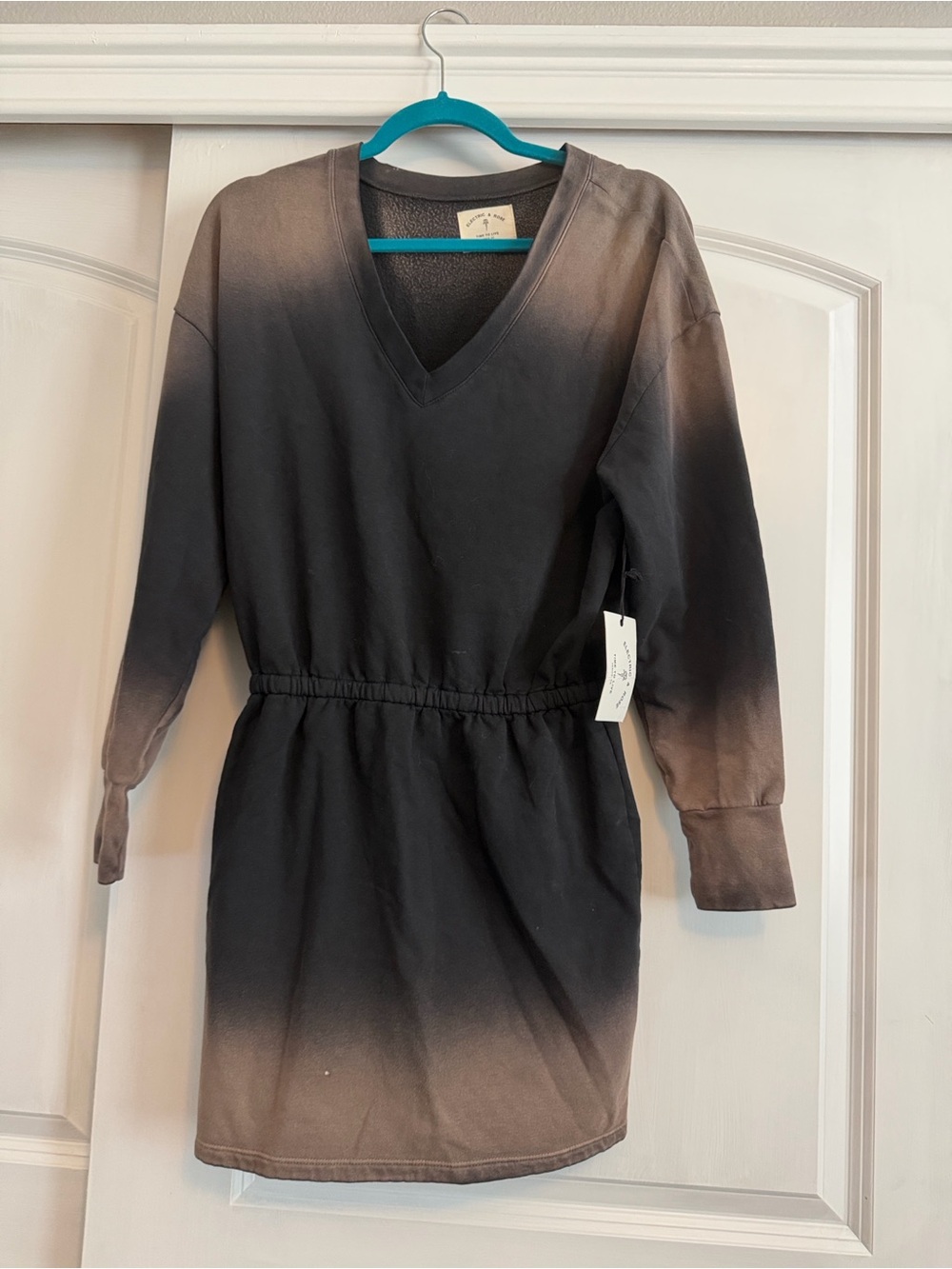 Electric & Rose Black to Brown Ombre V-Neck Sweatshirt Dress
